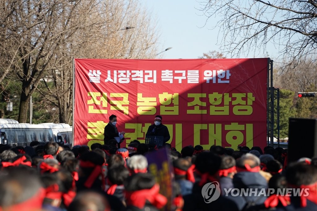 "공급과잉 쌀 정부서 매입하라"…농협 조합장 350여명 집회