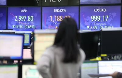 코스피, 기관·외국인 매도에 2970선으로…LG화학 6%대↓