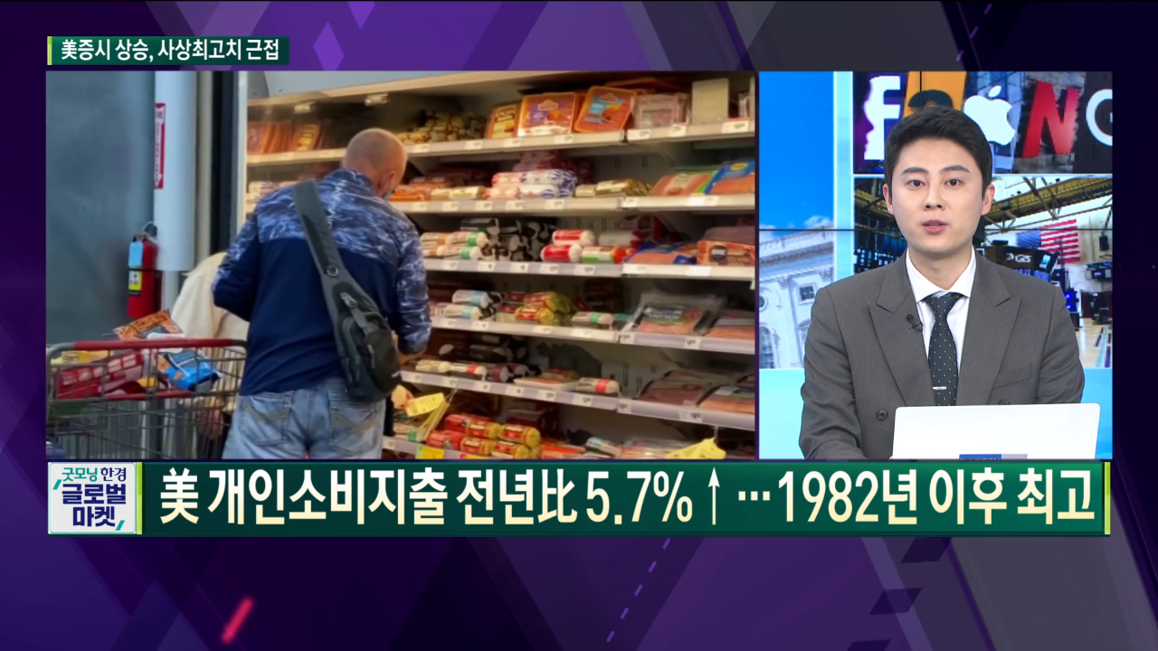 美 개인소비지출 전년比 5.7%↑…1982년 이후 최고[글로벌 이슈]