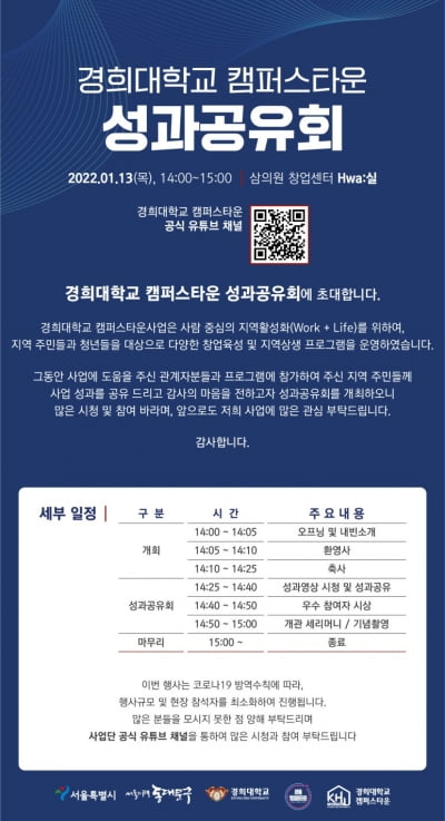 경희대학교 캠퍼스타운사업단, ‘성과공유회’ 및 ‘캠타비전’ 개최