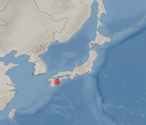 일본 오이타 남동쪽서 규모 6.4 지진 발생/사진=기상청 제공