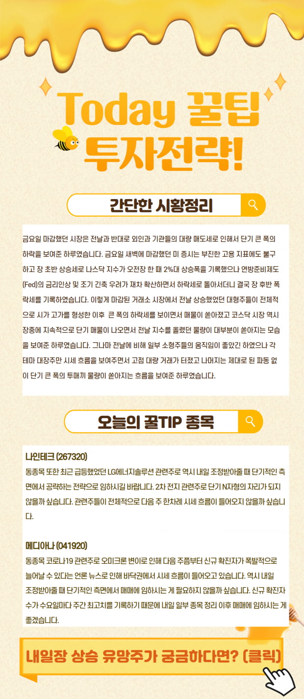 내일 장 대응전략 및 상승유망주는?