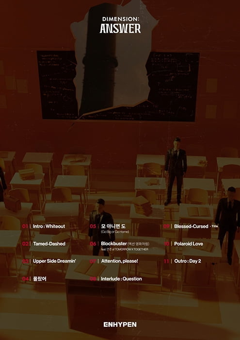 ENHYPEN, 새 앨범 트랙리스트 공개…타이틀곡 ‘Blessed-Cursed’ 포함 총 11곡 구성