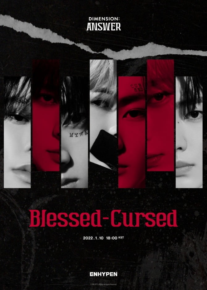 ENHYPEN, 새 앨범 타이틀곡 ‘Blessed-Cursed’ 포스터 공개…강렬한 대비감 시선 강탈