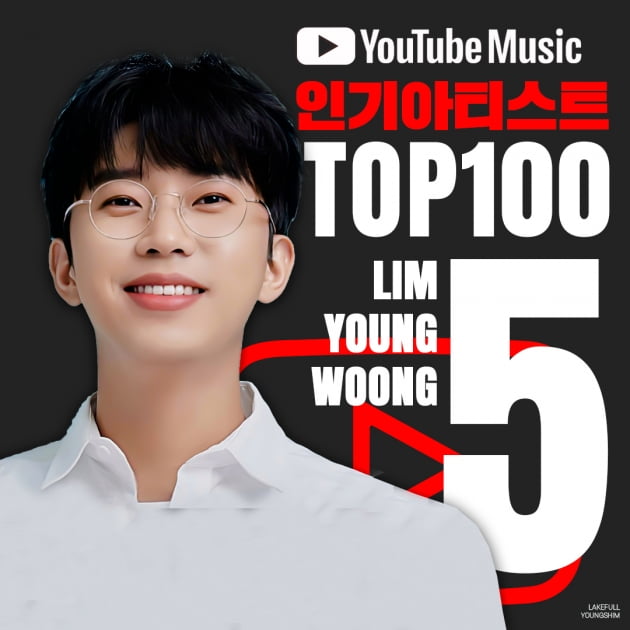 임영웅, 유튜브 주간 인기 아티스트 'TOP 5'