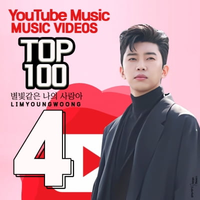 임영웅, 유튜브 주간 인기 뮤직 비디오 TOP4 기록