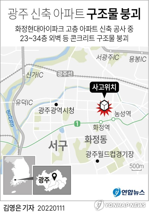 광주 학동 참사 이어 또…아파트 공사 중 외벽 붕괴 6명 실종