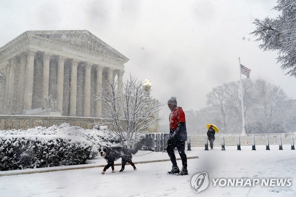 美 수도 워싱턴DC 신년벽두부터 폭설…연방정부·학교 폐쇄