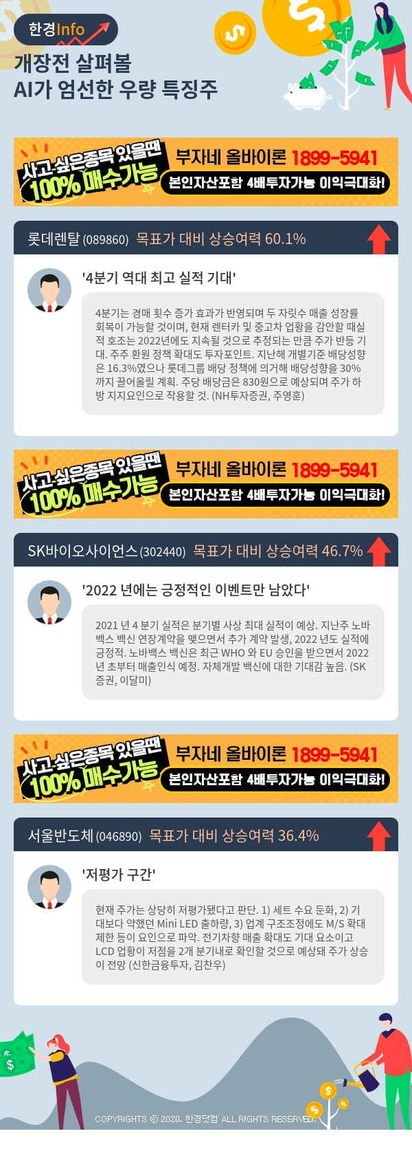 [핫클릭]개장전 살펴볼 AI가 엄선한 우량 특징주