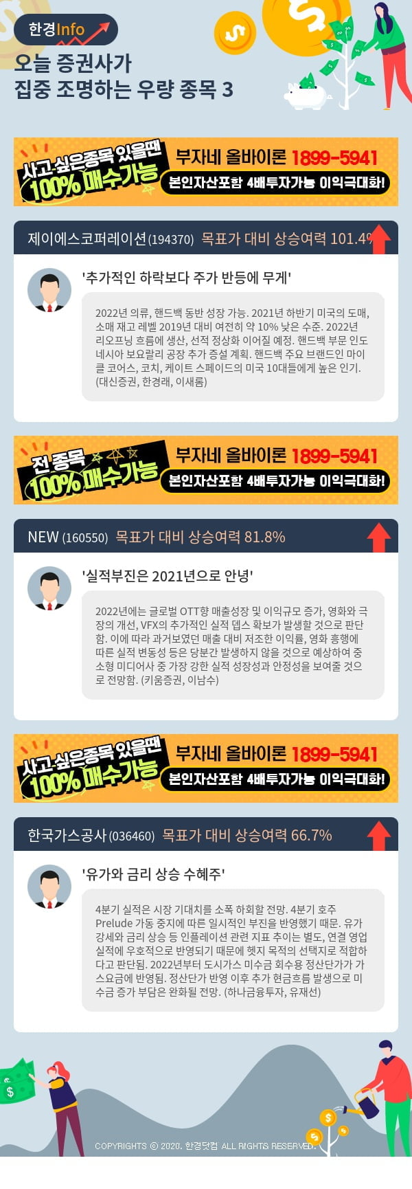 [핫클릭]오늘 증권사가 집중 조명하는 우량 종목 3