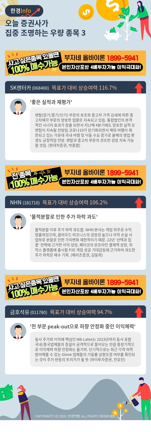 [핫클릭]오늘 증권사가 집중 조명하는 우량 종목 3