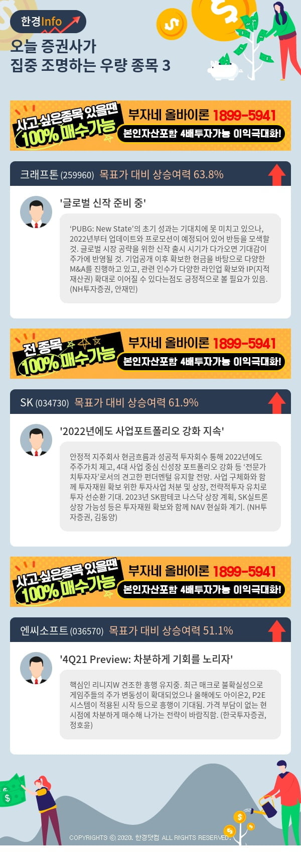 [핫클릭]오늘 증권사가 집중 조명하는 우량 종목 3