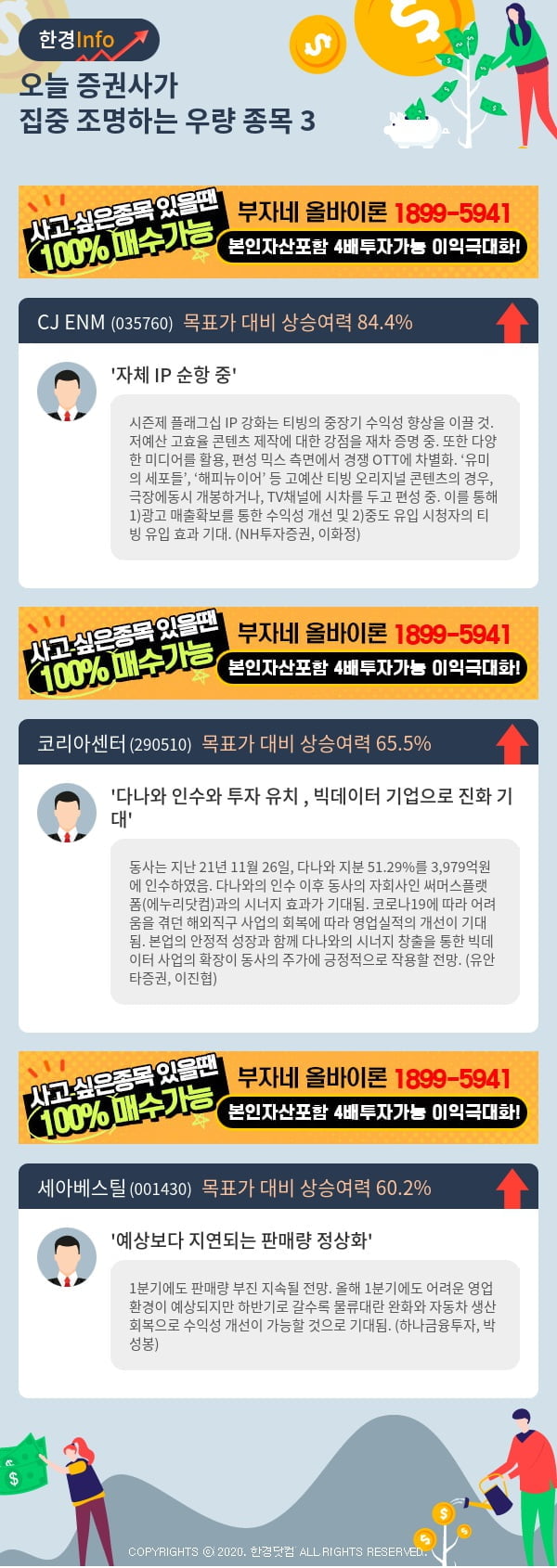 [핫클릭]오늘 증권사가 집중 조명하는 우량 종목 3