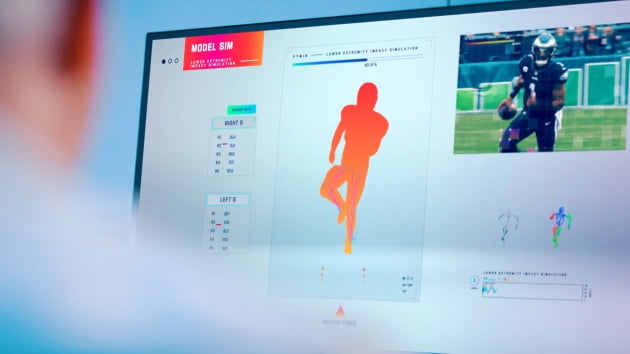 NFL이 AWS와 만든 AI 기반 미식축구선수 디지털트윈 모델. 자료 NFL