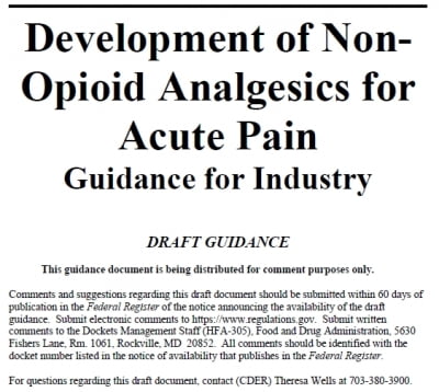 FDA, 비마약성 진통제 개발지침 초안 발표…올리패스·비보존 "환영"