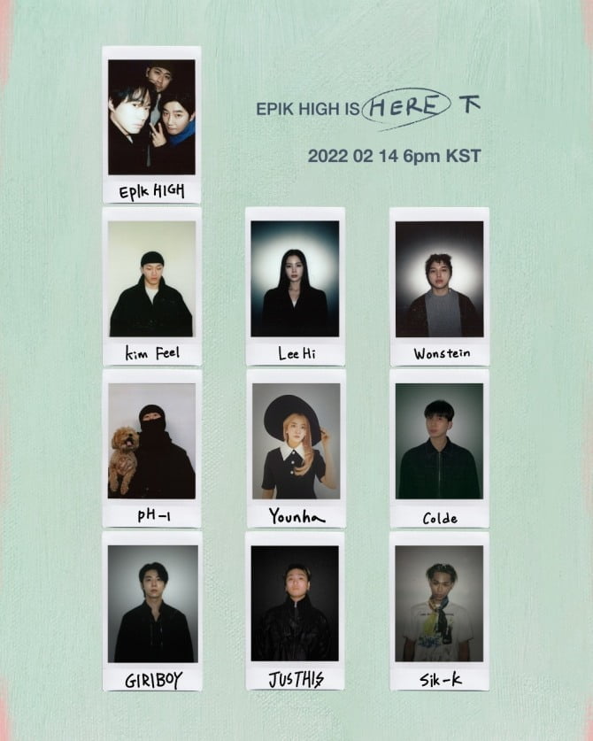 에픽하이, 이하이-원슈타인과 콜라보…정규 10집 ‘Epik High Is Here 下’ 피처링진 공개 완료