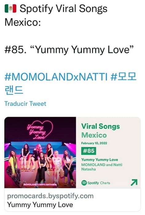 모모랜드, 'Yummy Yummy Love' 멕시코 스포티파이 차트 TOP 100 진입