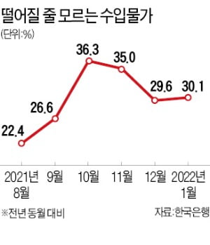 수입물가 30% 급등…커지는 인플레 우려