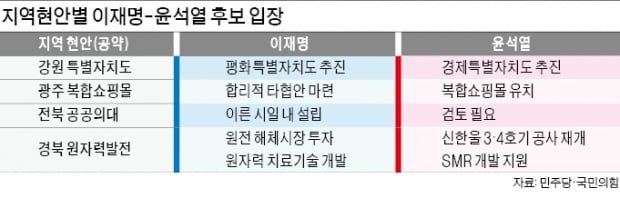 쇼핑몰·공항·의대…'지역 숙원사업' 입장 갈리는 이재명·윤석열