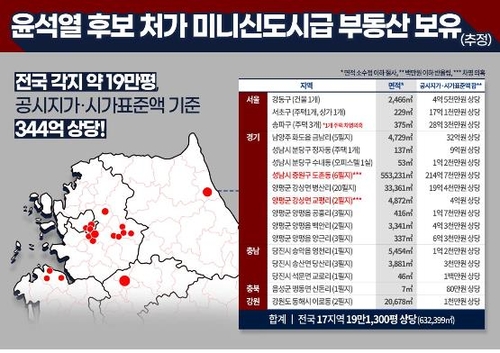 민주 "尹처가 부동산 19만평, 상당수 차명의혹"…野 "네거티브"(종합)