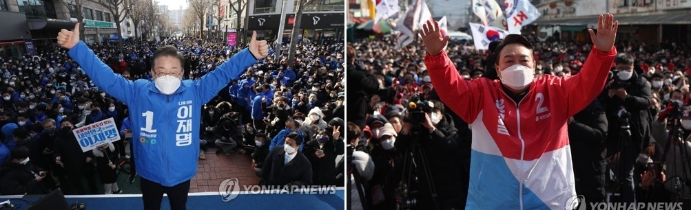 이재명·윤석열 텃밭서 집토끼 공략…'무능 對 부패'프레임 대결