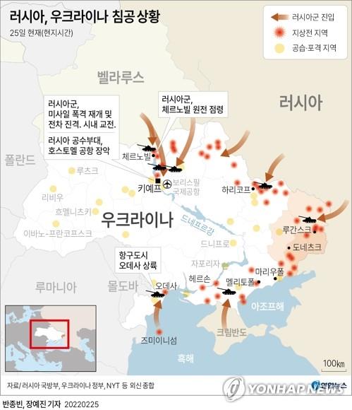 [우크라 침공] 침공 이틀째, 러군 키예프 장악 시도…"우크라 저항 커"