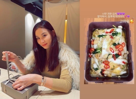 고소영 "귀한 김치, 맛난 선물 고마워"