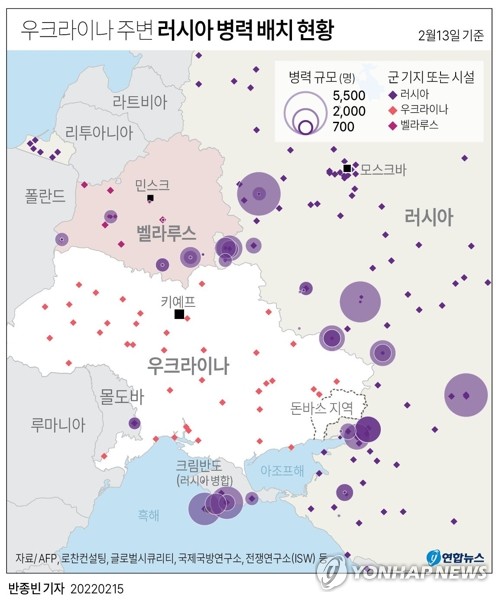 "러, 오히려 병력 전진배치…푸틴 16일까지 준비 지시"