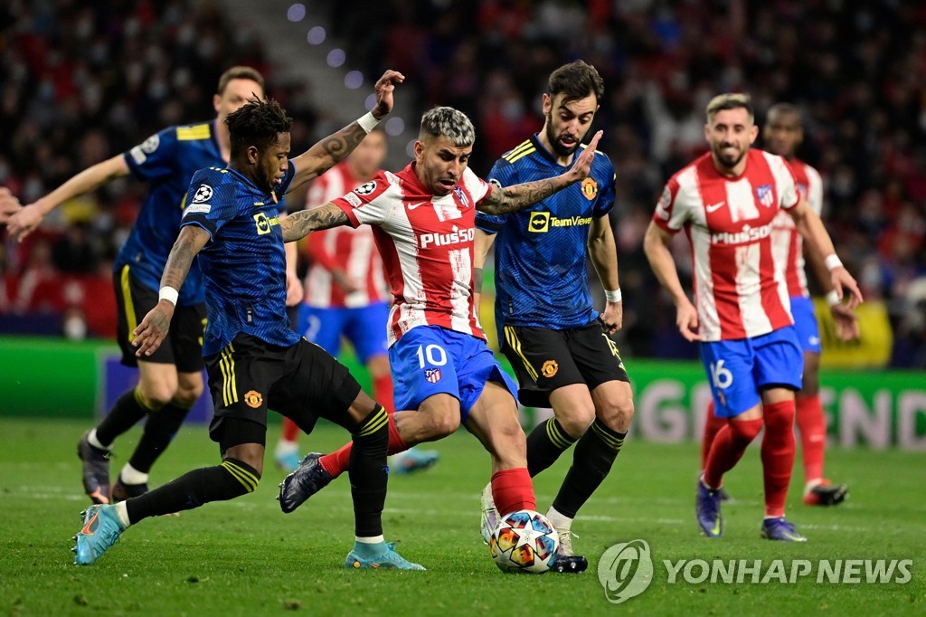 '엘랑가 동점골' 맨유, UCL 16강 첫판 AT 마드리드와 1-1 무승부