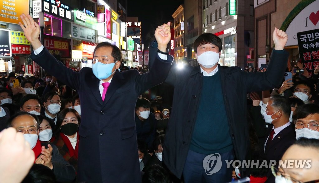 "오직 2번 윤석열"…홍준표·이준석 대구서 원팀 과시