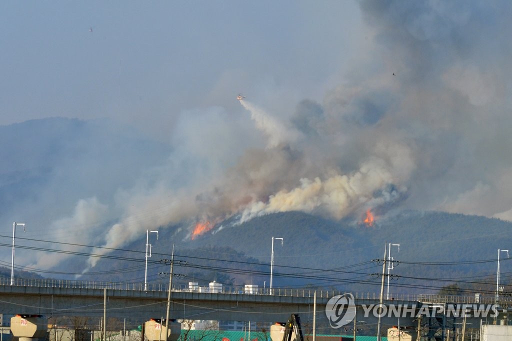 경북 영덕 산불 건조한 대기에 강한 바람 타고 재발화