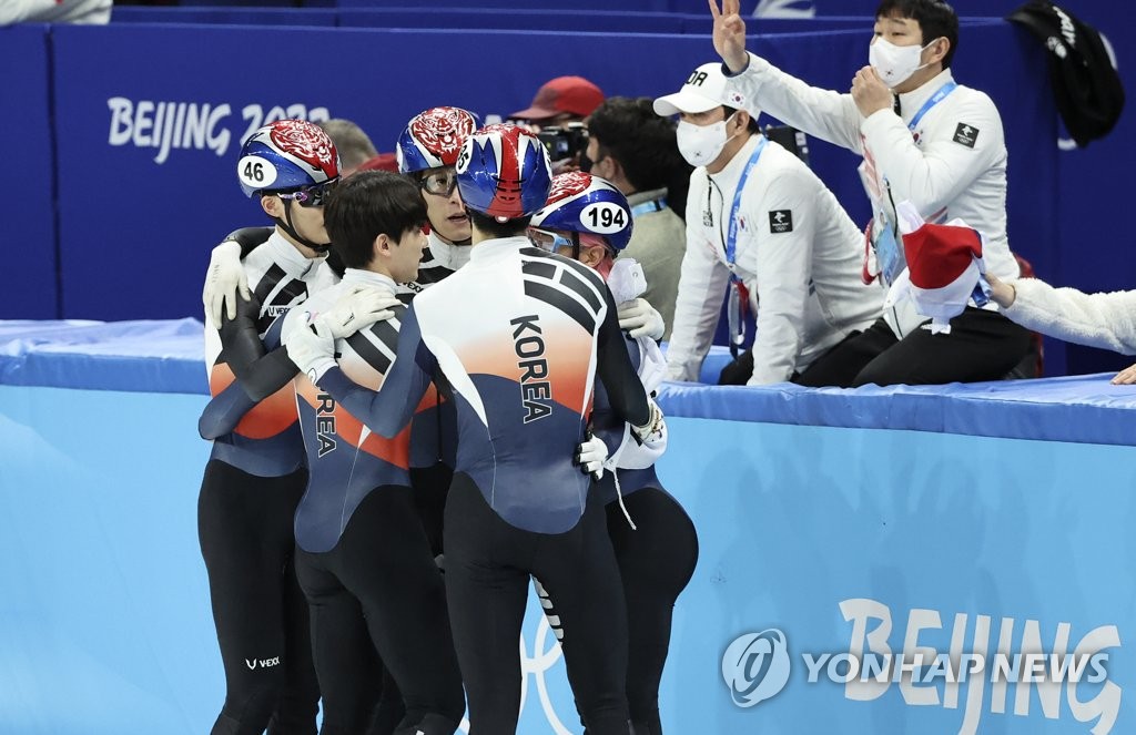 -올림픽- 남자 쇼트트랙 대표팀, 계주 5,000ｍ 준우승…12년 만에 메달(종합)