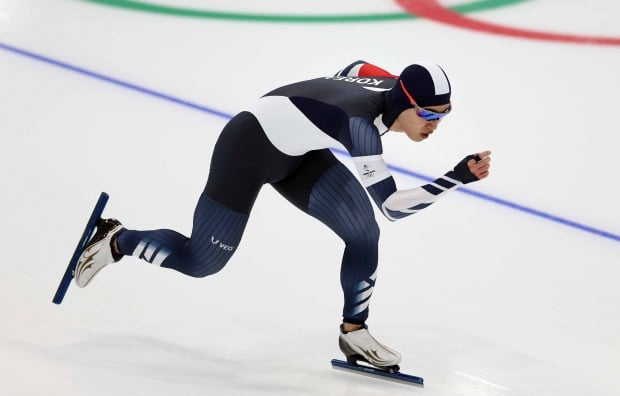 김민석이 8일 오후 중국 베이징 국립 스피드스케이팅 경기장(오벌)에서 열린 2022 베이징 동계올림픽 스피드스케이팅 남자 1500m 경기에서 3위를 기록했다. /사진=연합뉴스