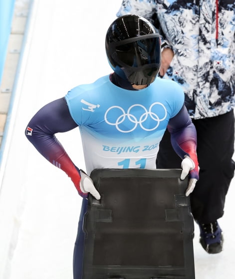 2022 베이징동계올림픽 남자 스켈레톤에 참가한 윤성빈. 사진=연합뉴스