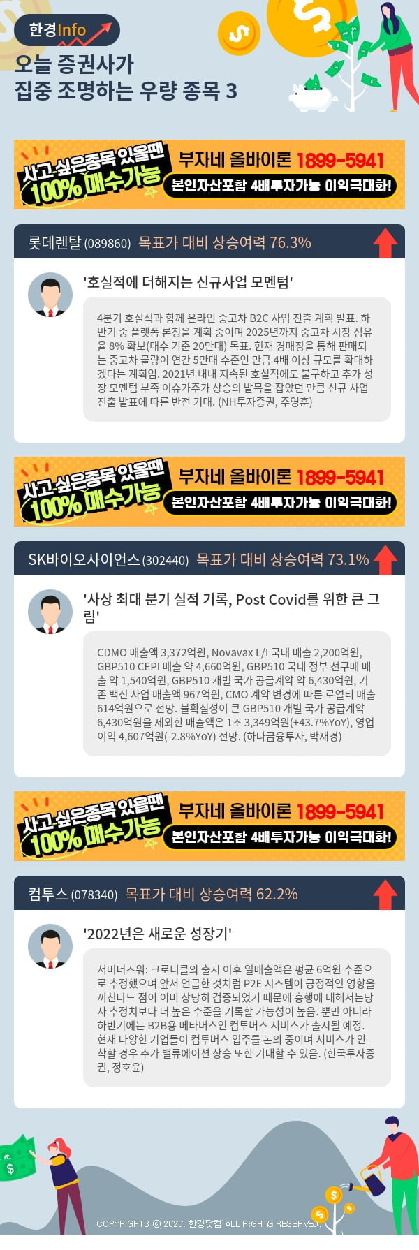 [핫클릭]오늘 증권사가 집중 조명하는 우량 종목 3