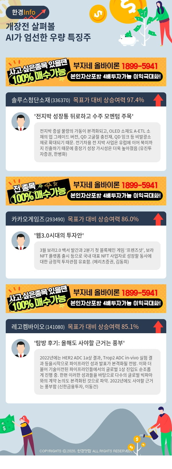 [핫클릭]개장전 살펴볼 AI가 엄선한 우량 특징주