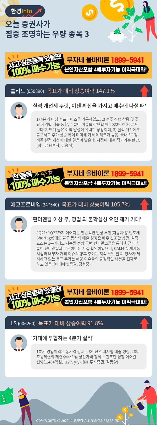 [핫클릭]오늘 증권사가 집중 조명하는 우량 종목 3