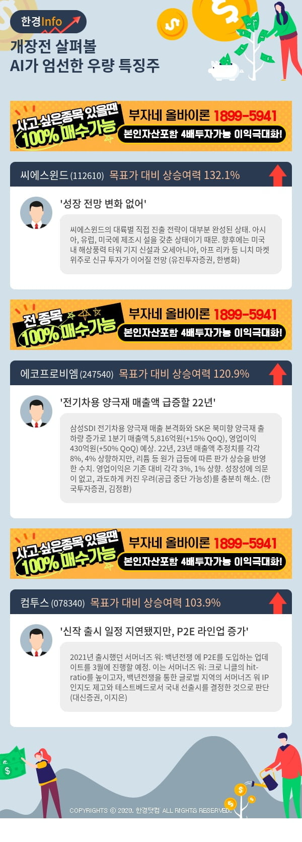 [핫클릭]개장전 살펴볼 AI가 엄선한 우량 특징주