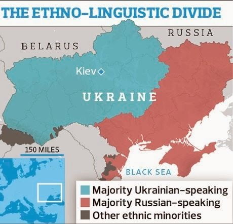 Uma região pró-russa da Ucrânia.  fonte = uma europa
