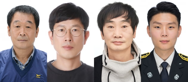 왼쪽부터 김하수, 이광원, 송영봉 씨,  이기성 소방사