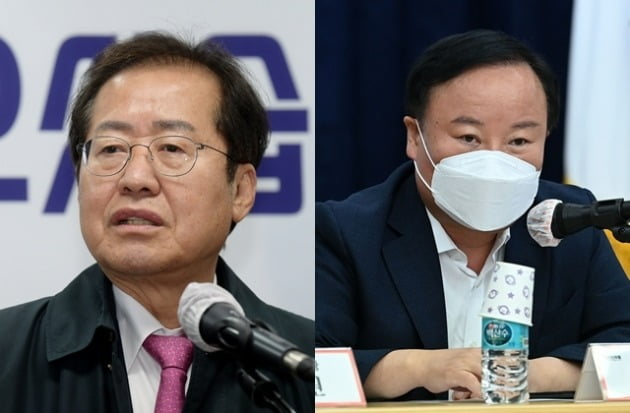 홍준표 국민의힘 의원(왼쪽)과 김재원 전 최고위원