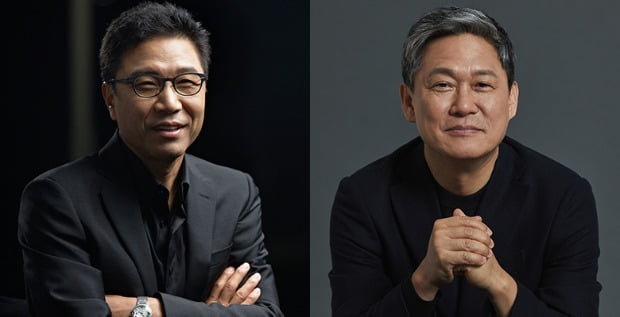 이수만 SM엔터 총괄프로듀서(왼쪽)·김성수 카카오엔터 각자대표