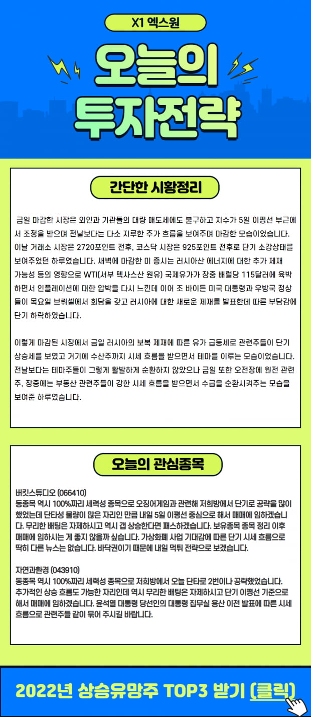 '3월 25일 투자전략' 간단 시황정리와 함께 관심종목 확인