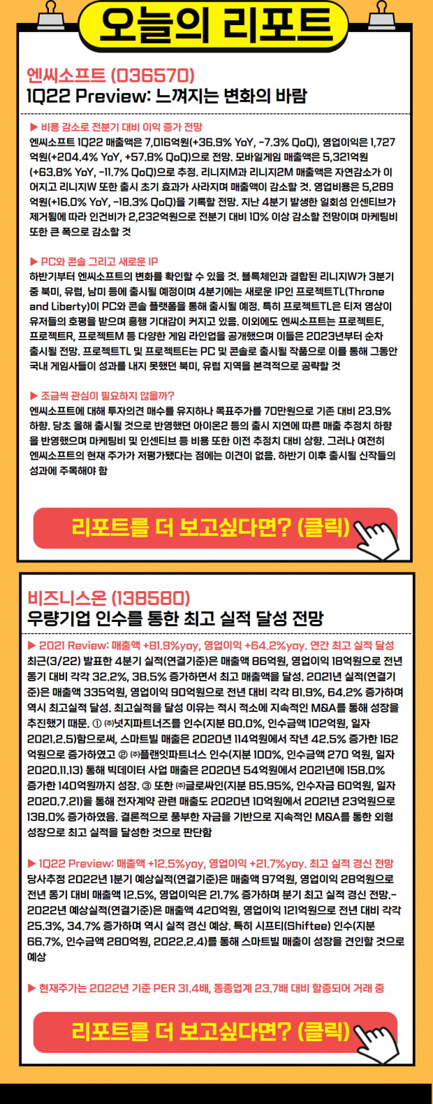 [Today Report] 관심 종목에 넣어두어도 좋은 기업은? (Check!)