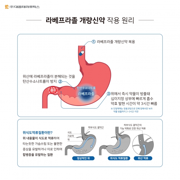 대웅테라퓨틱스, 위식도역류질환 &lsquo;라베프라졸 개량신약&rsquo; 선봬&hellip;PPI 복합제 시장 선도