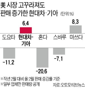 美 시장 10% 고꾸라졌는데…현대차·기아 6%↑ '고공비행'