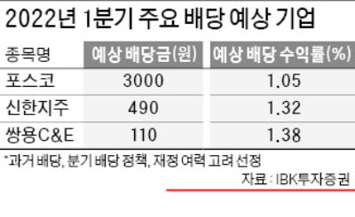 다가오는 1분기 배당…"포스코·신한지주 매력"