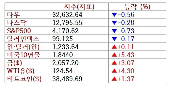 뉴욕증시, 美 러시아 석유 수입금지 조치에 막판 하락…셰브론 5%↑ [출근전 꼭 글로벌브리핑]