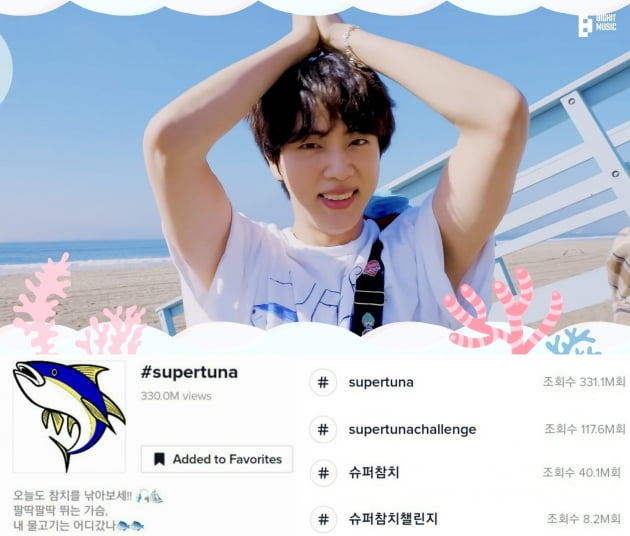 방탄소년단 진, '슈퍼 참치' 틱톡 #SuperTuna 3억 3000만 뷰 돌파