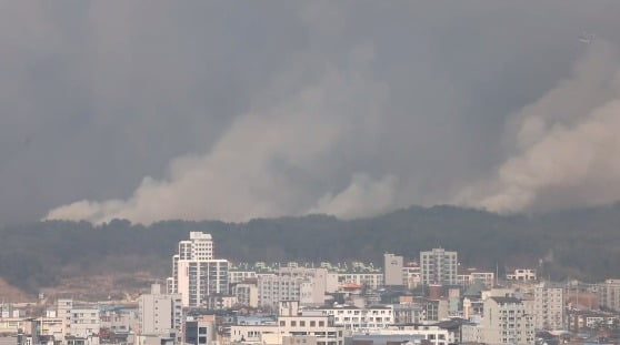 산불 다가오는 울진읍 전경. 사진=연합뉴스